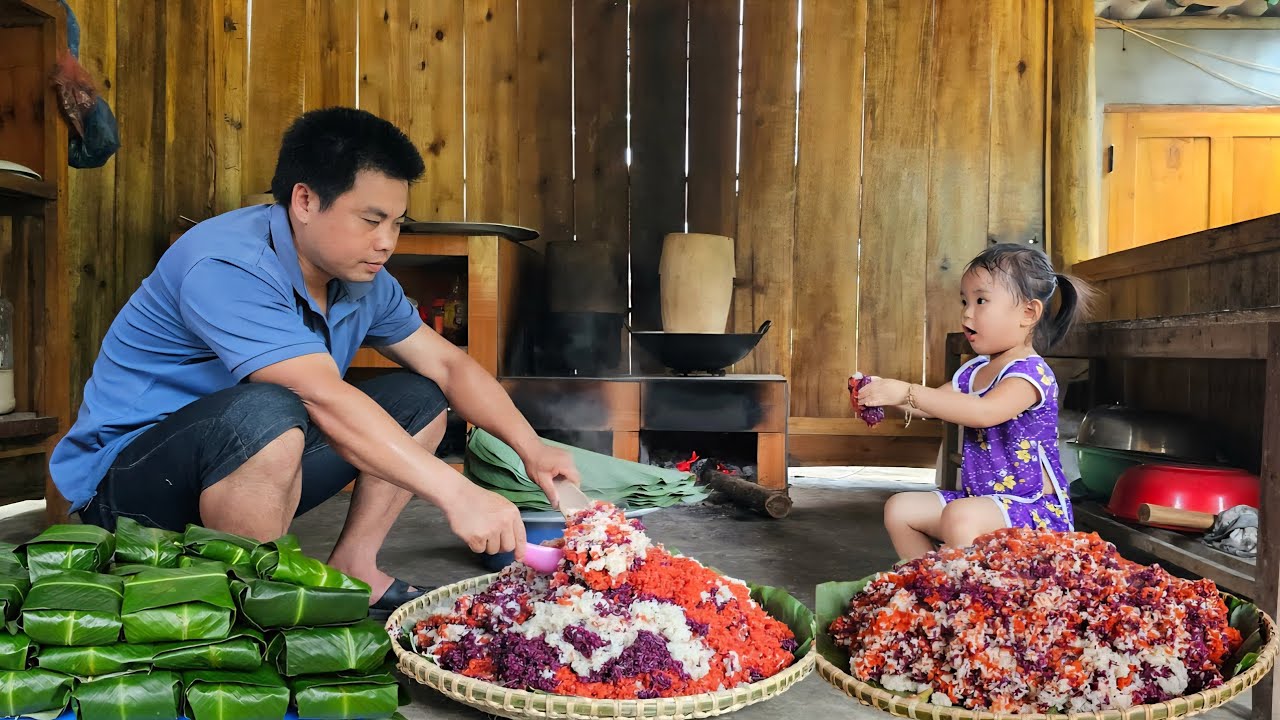 FULL VIDEO:Harvesting Pigs-Gees -Melon-banana-five-color sticky rice goes to the market sell.