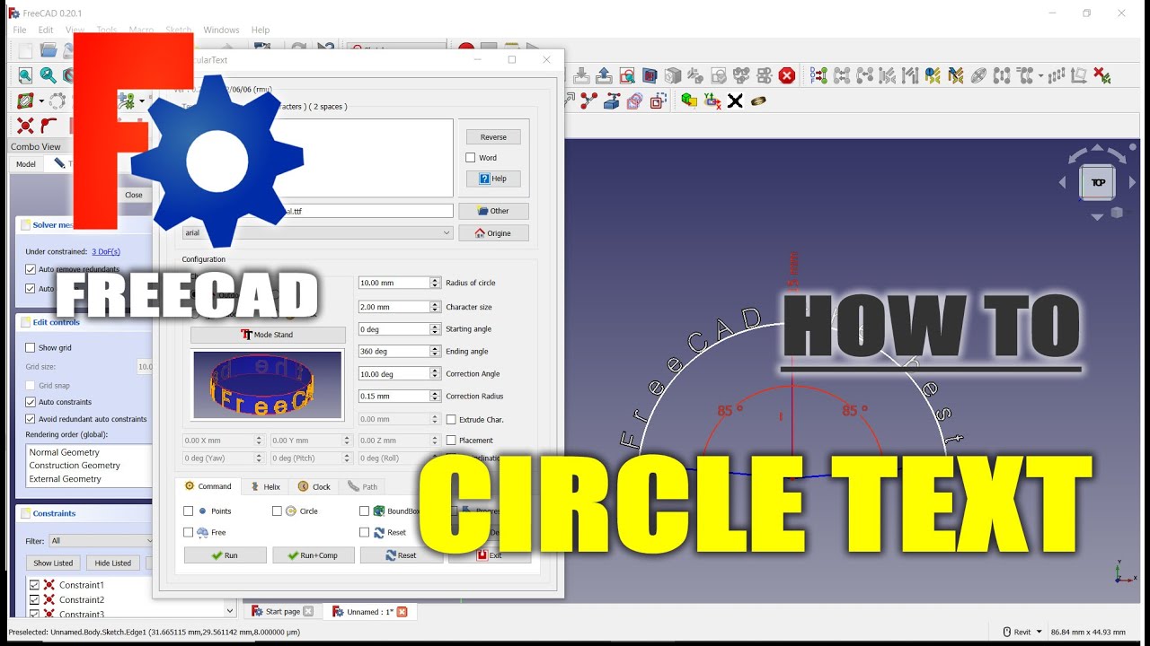 FreeCAD How To Circle Text