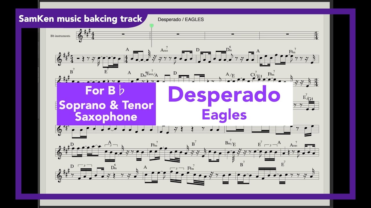 Desperado/デスペラード/backing track for B♭：soprano & tenor/Eagles
