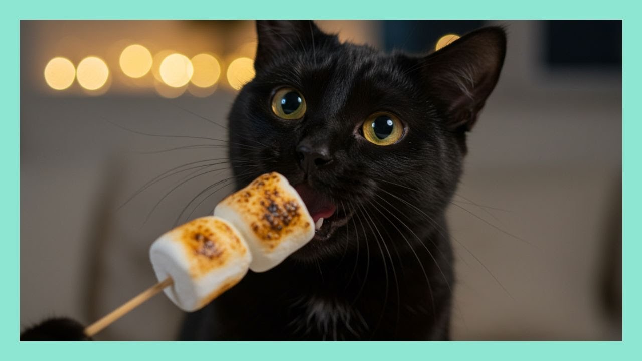 黒猫ジジのマシュマロ作り☁️🔥