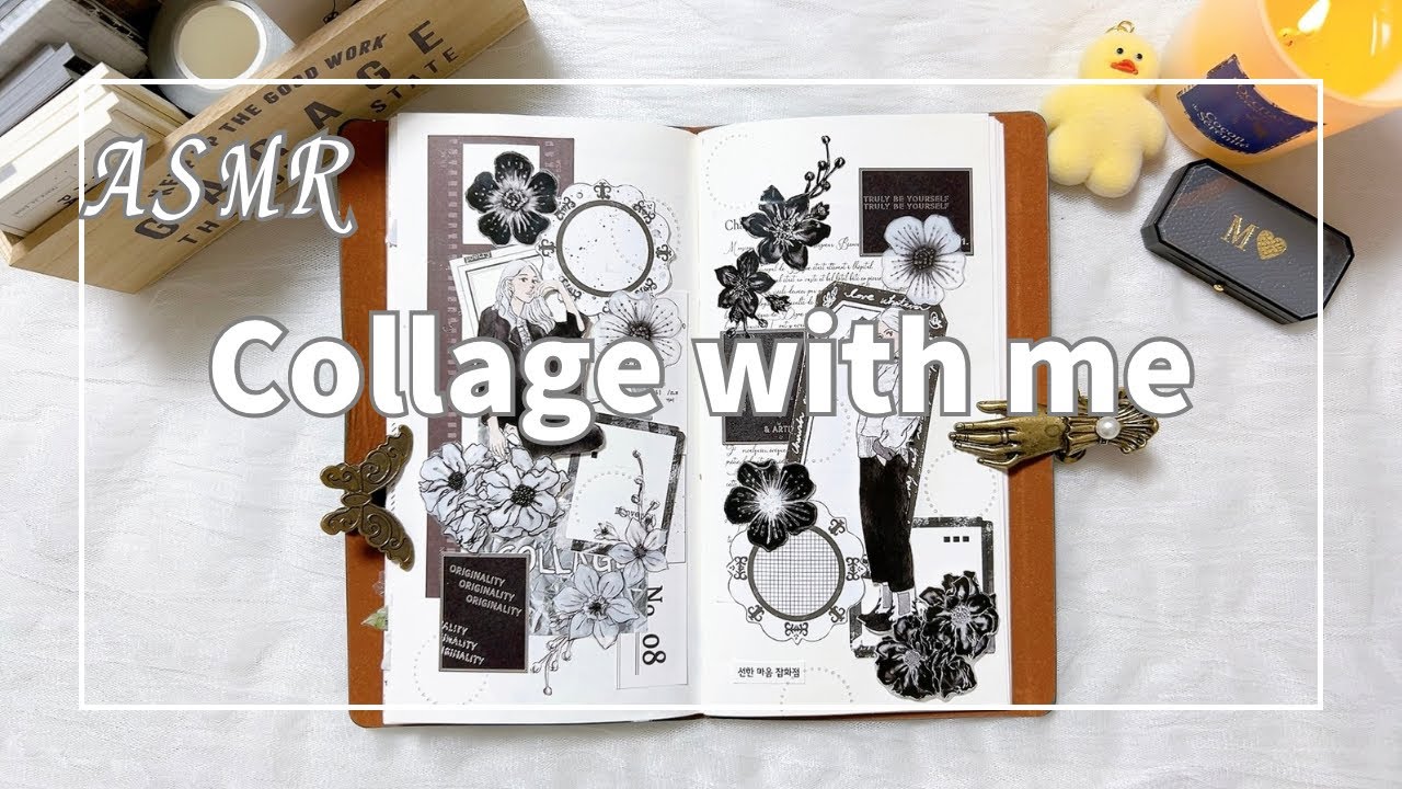 [ASMR]モノトーンコラージュI collage with me I scrapbooking