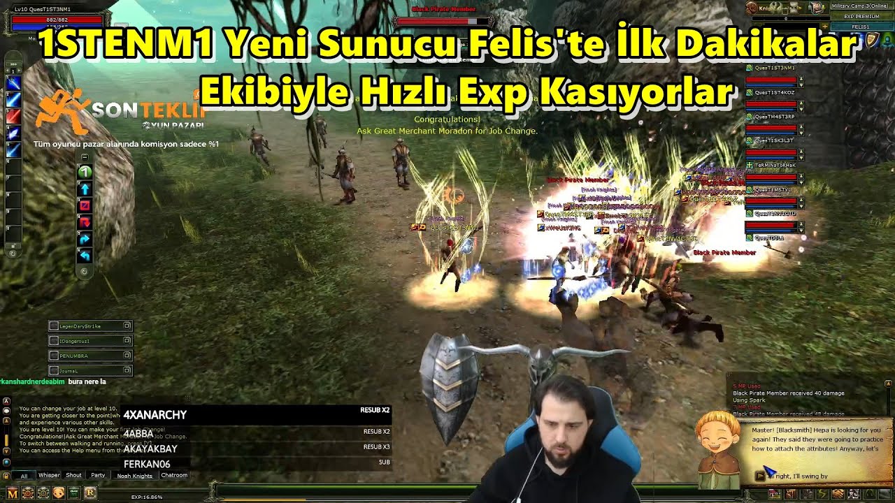1STENM1 Yeni Sunucu Feliste ekibiyle İlk dakikalar Hızlıca Exp kasıyorlar! Knight Online #yenisunucu
