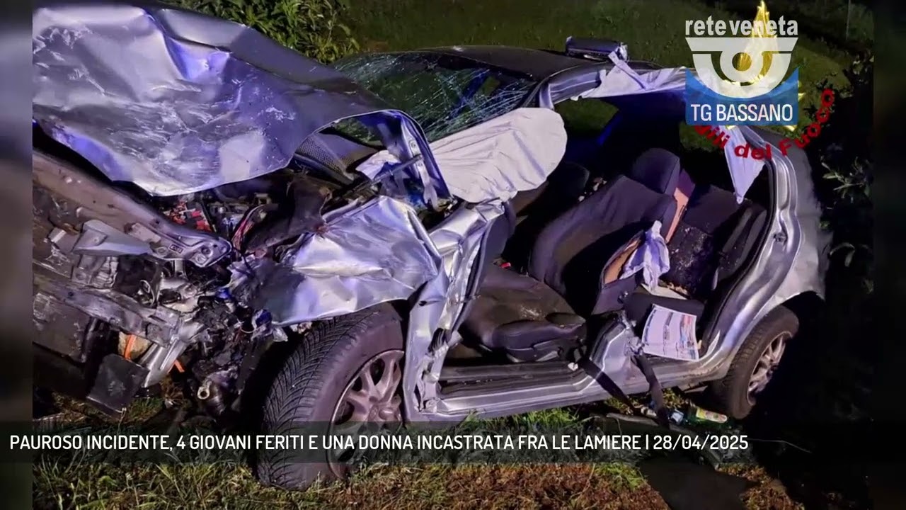 PAUROSO INCIDENTE, 4 GIOVANI FERITI E UNA DONNA INCASTRATA FRA LE LAMIERE | 28/04/2025