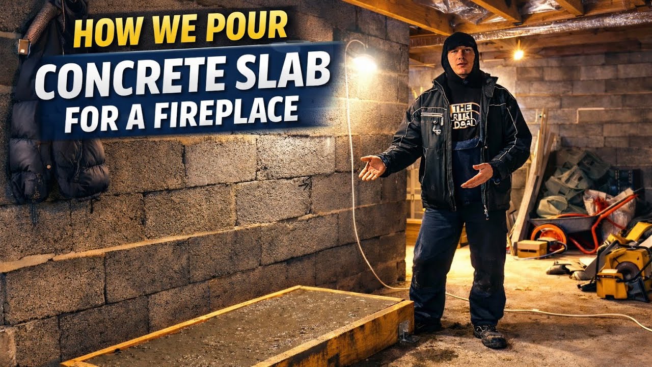 How we pour concrete slab for a fireplace