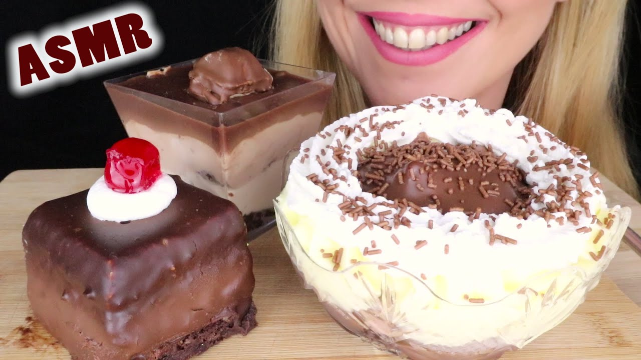 ASMR: ASSORTED CHOCOLATE & VANILLA MOUSSE CAKES 🎂 | No Talking Mukbang | Real Eating Sounds
