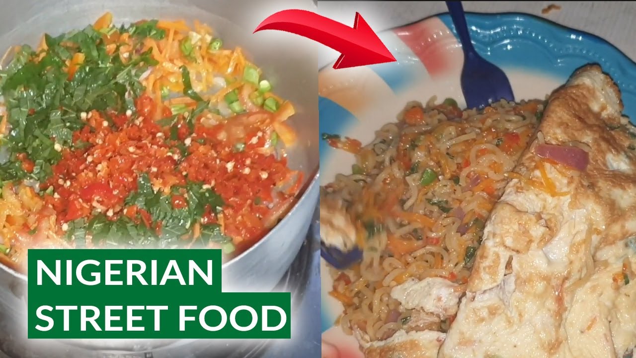Nigerian Street Food - STIR FRIED NOODLES w/ VEGETABLE & EGGs