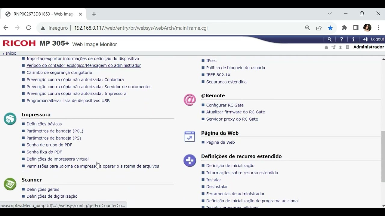 Ricoh MP 305+ Configurando scanner 2