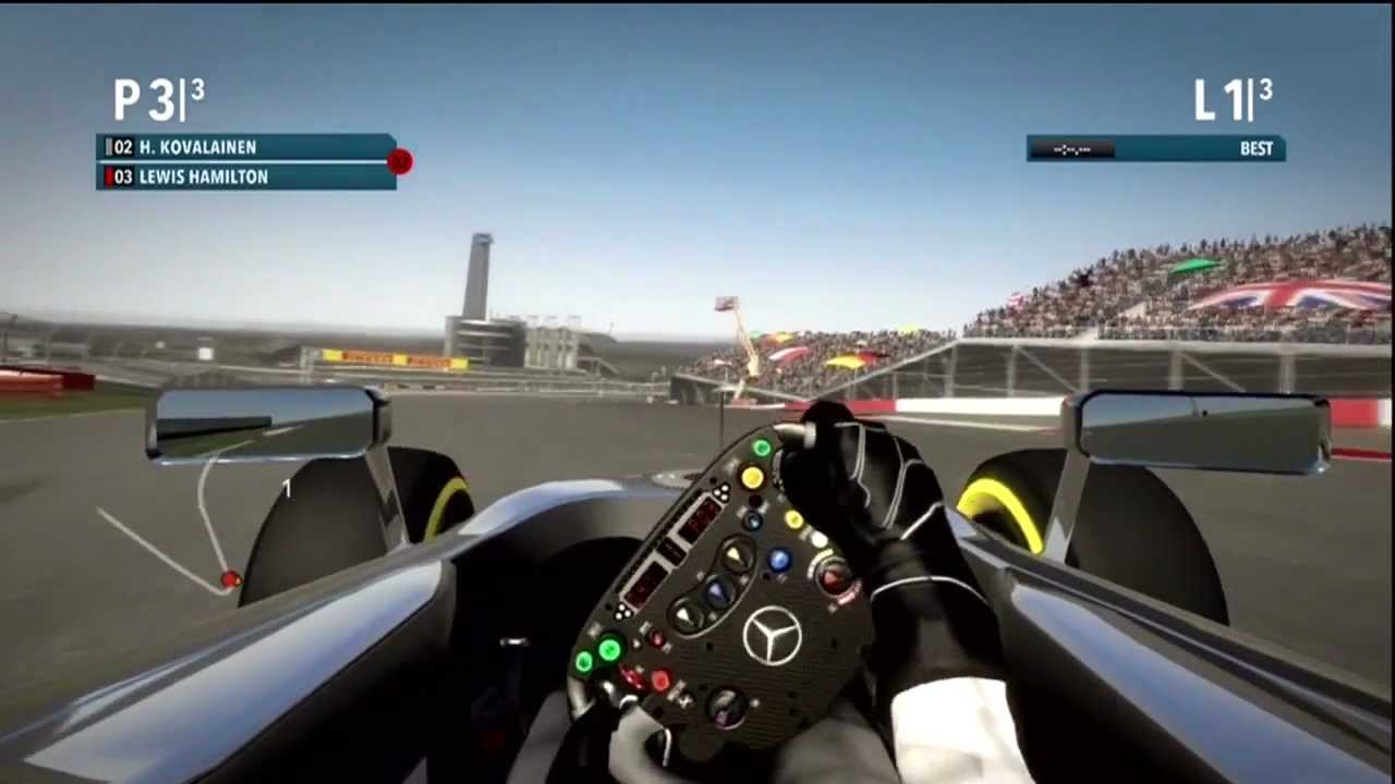 Codemasters F1 2012 played by Hamilton Senna and Kovalainen around the Circuit of the Americas