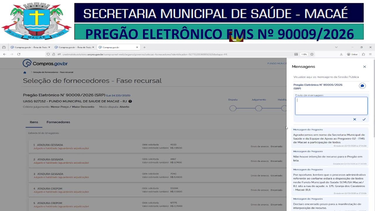 PREGÃO ELETRÔNICO (SRP) FMS N.º 90009/2026