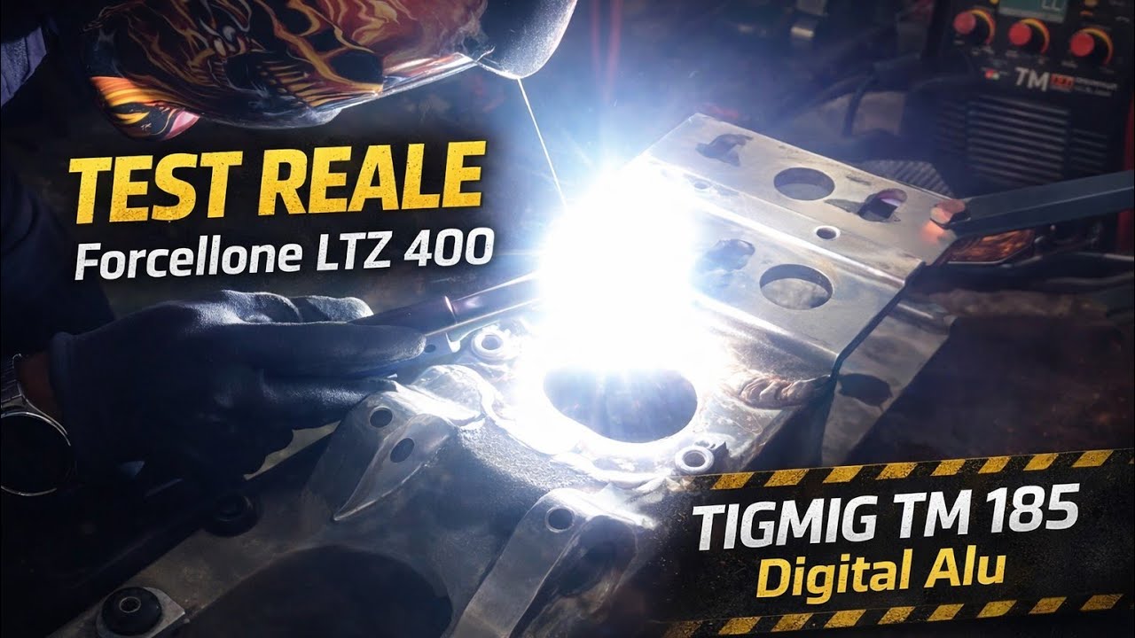 TIGMIG TM 185 Digital Alu – Test reale su forcellone LTZ 400 – Real workshop test