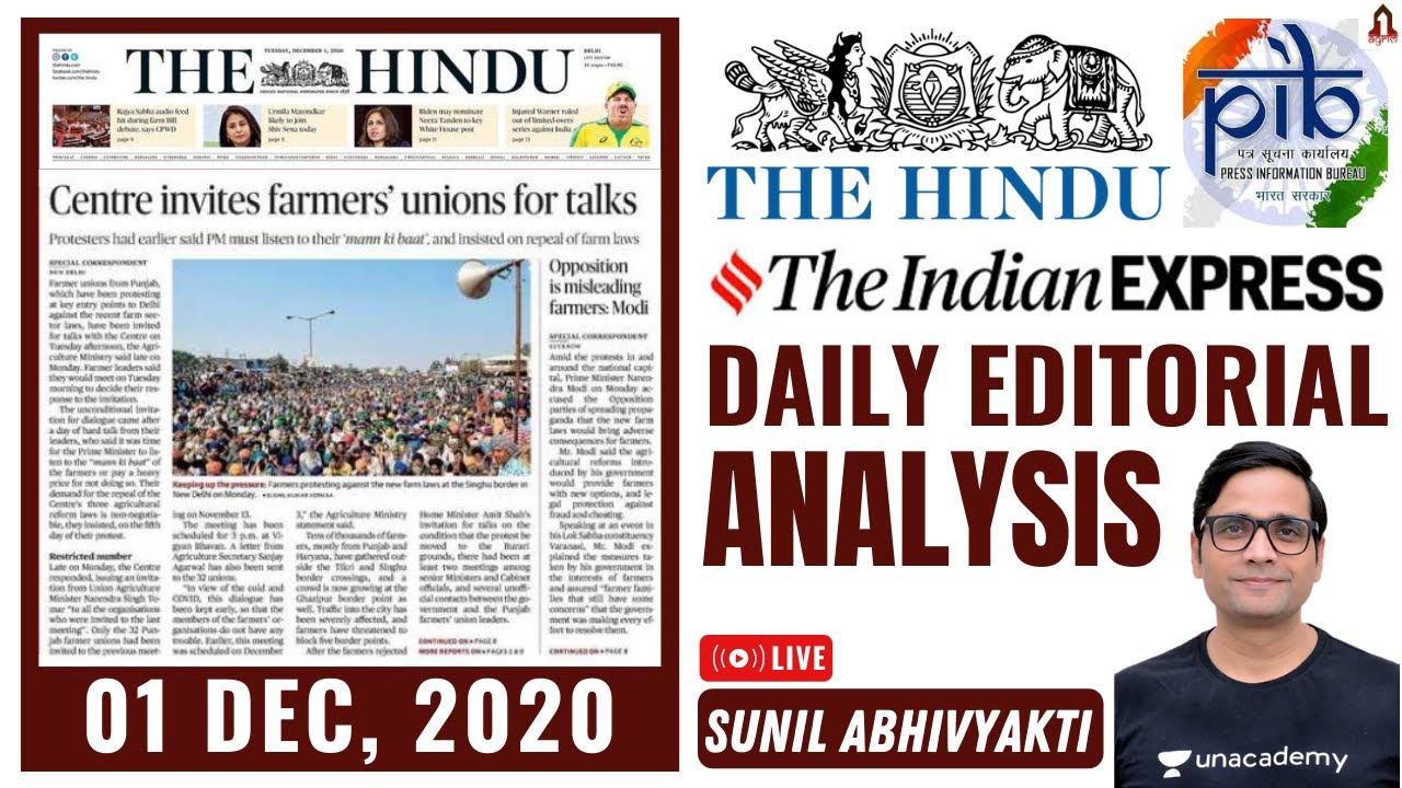 Editorial Analysis | 1 December 2020 | The Hindu | Indian Express | PIB | UPSC CSE 2021/22
