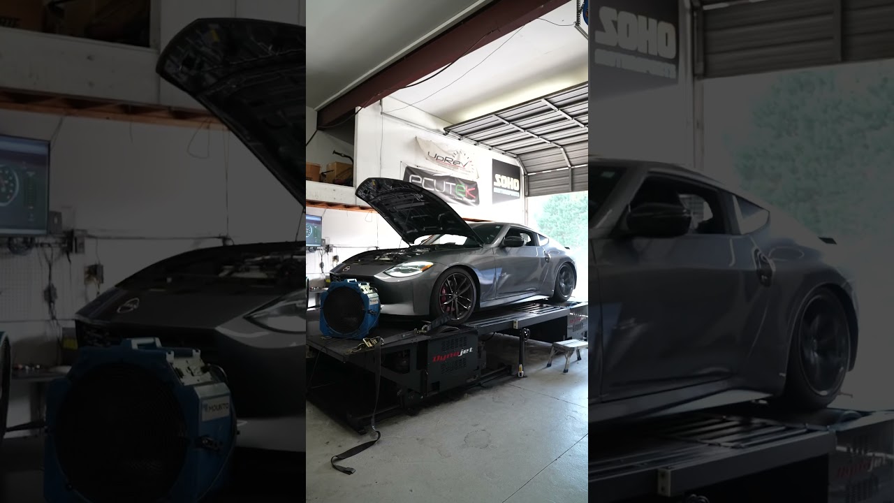 500+ WHP nissan z review drops TOMORROW! #vqlife #vr30 #twinturbo #dynotune #370z #drift #shorts