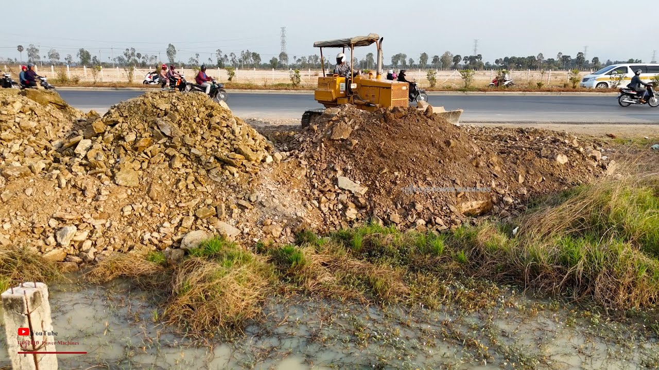 Ultimate Project Rocky Soil In Pond Dam Filling & Skill Operator D31P Komatsu Dozer PuSh IN To WaTer