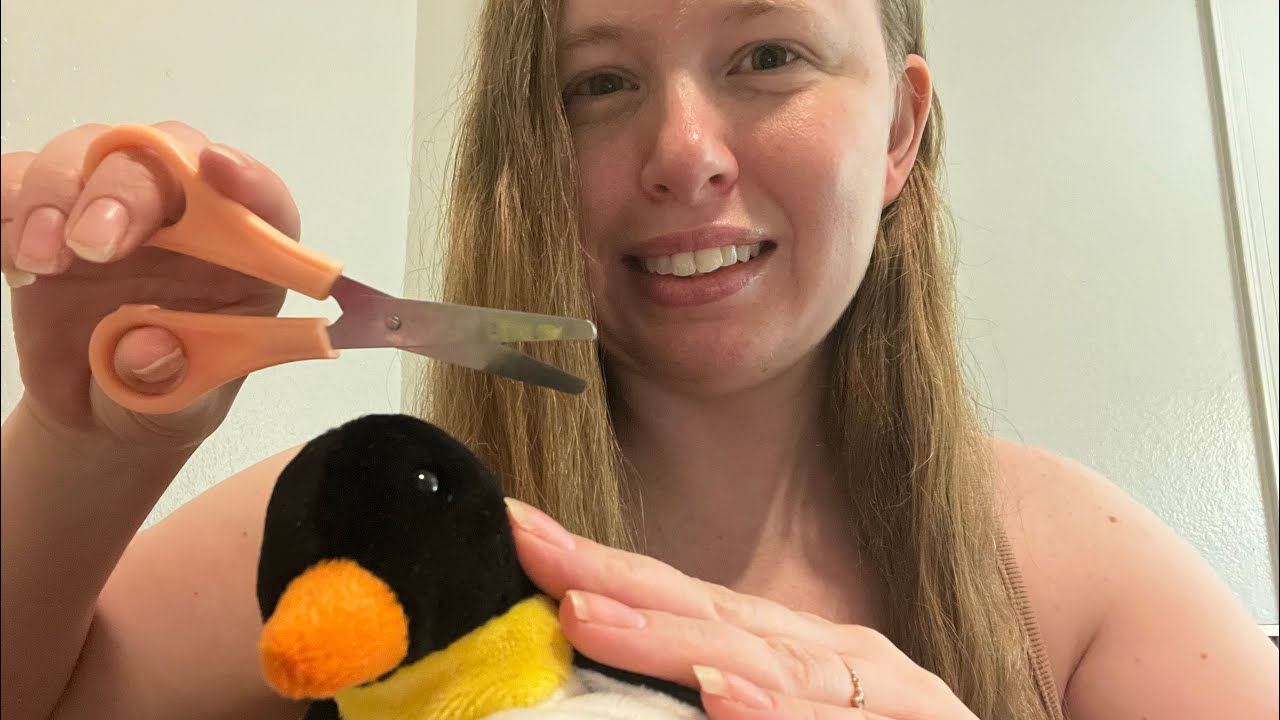 ASMR haircut on pretend toy whispering