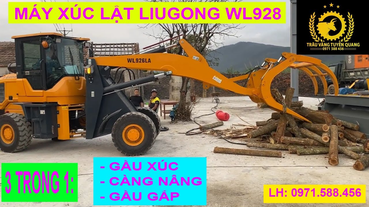 Máy xúc lật WL928 3 trong 1: gầu xúc | càng nâng | gầu gắp