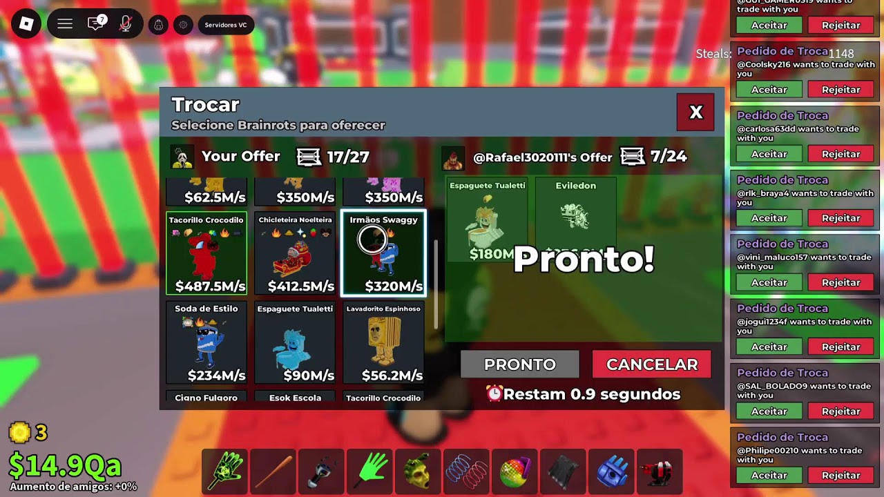 Roube um Brainrot 😂 TRADE na maquina