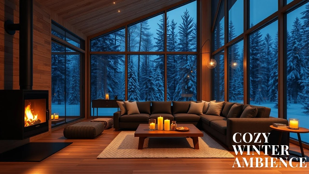 Warm Fireplace on a Snowy Winter Night ☕ Cozy Cabin Ambience