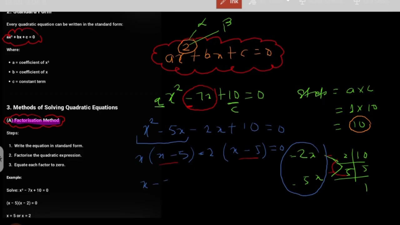Class 10th ( BPW ) of Mathematics by I.Sir || Chapter : 4 Quadratic Equations || 