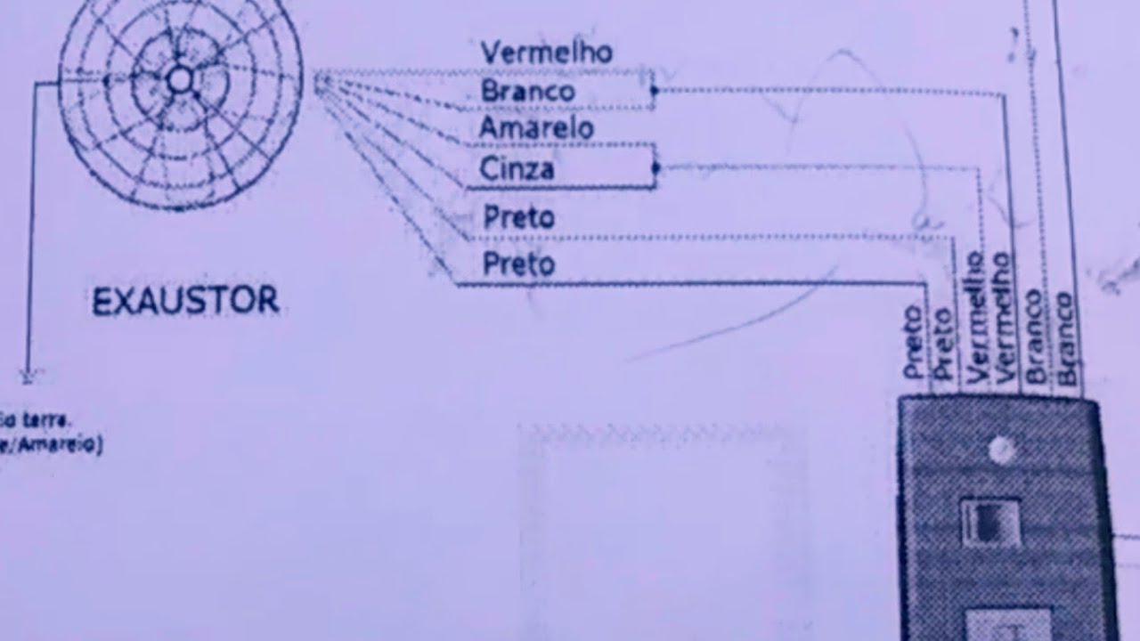 Esquema de Ligação do exaustor de 6 fios 127 volts