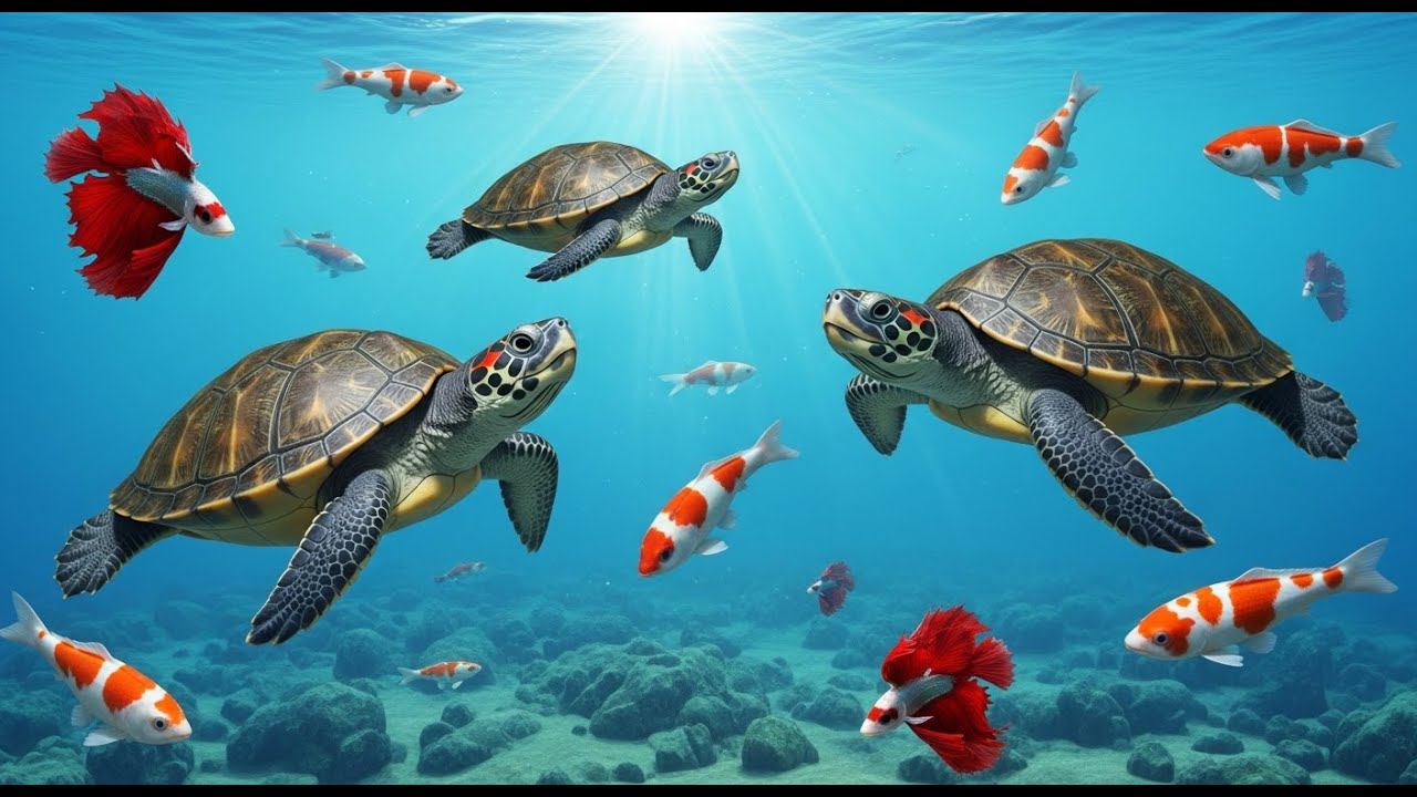Mini Aquatic Safari: Koi, Turtles & Odd Fish! ( Emotional Piano )