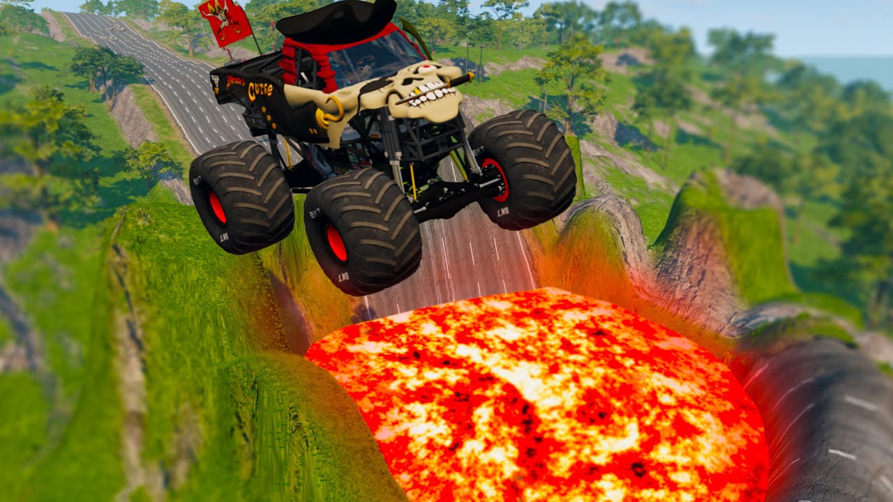 Monster Trucks Vs Giant Lava Volcano | BeamNG.Drive | Wills World