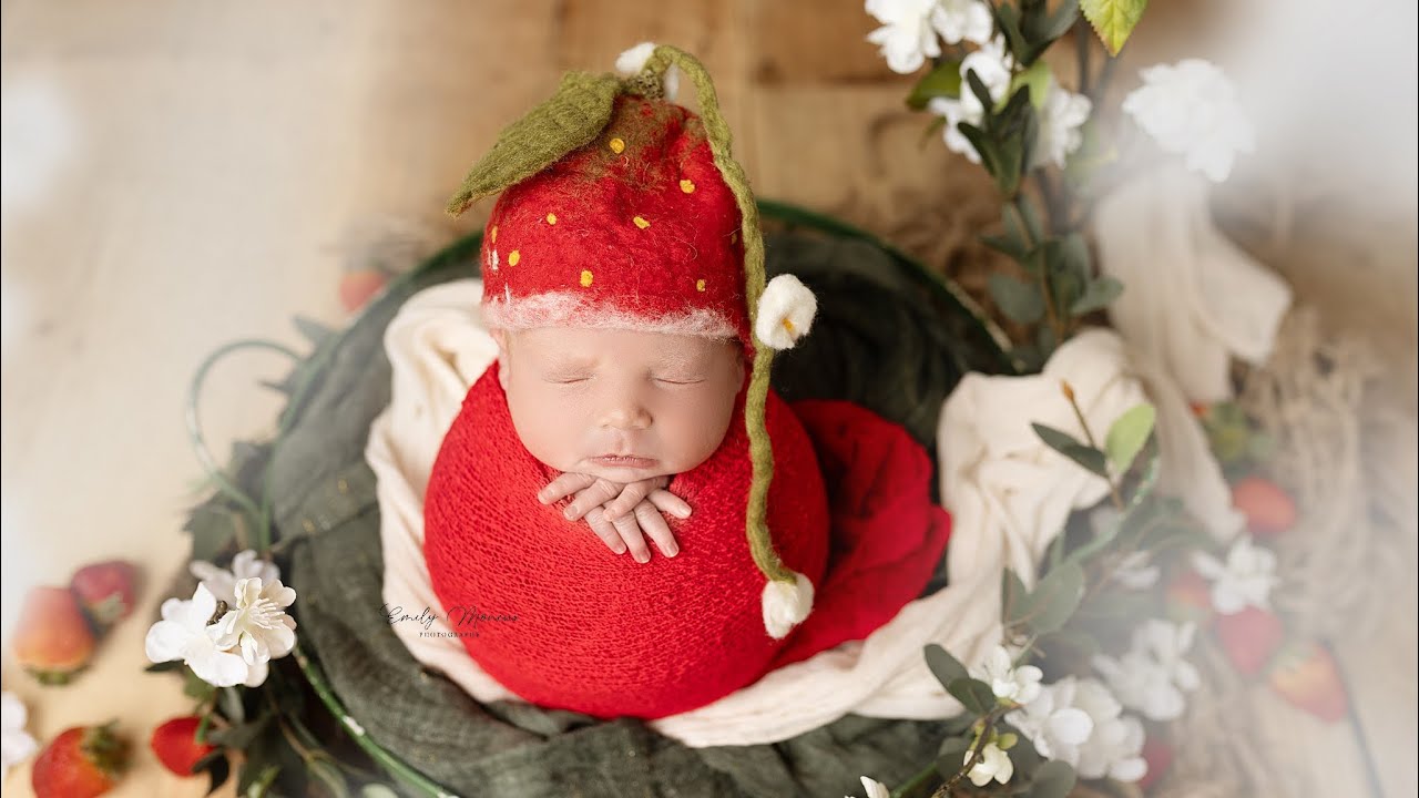Strawberry Newborn Setup! This is the set up for a strawberry theme newborn session! 🍓