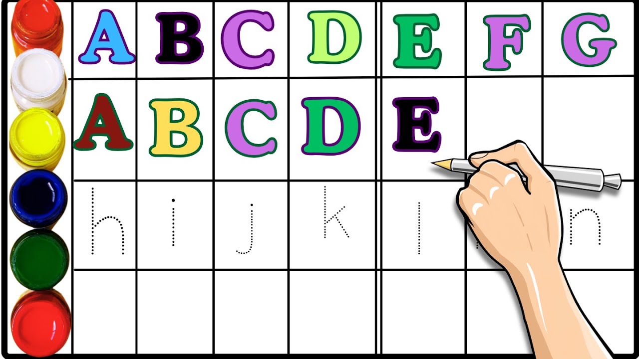 ABC song, A to Z, Kids rhymes, collection for writing along dotted lines for toddler,Alphabet, d23p2