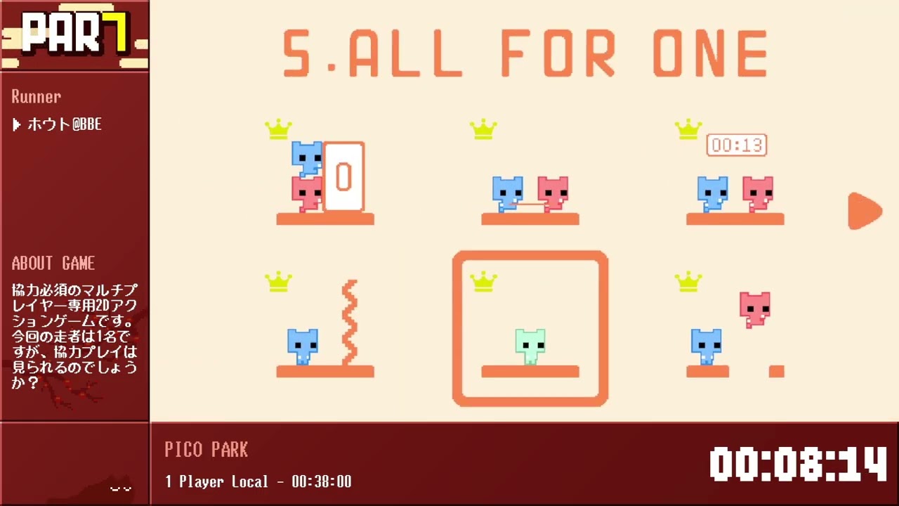 Pixel Art Runners 7: PICO PARK #ドット絵RTA