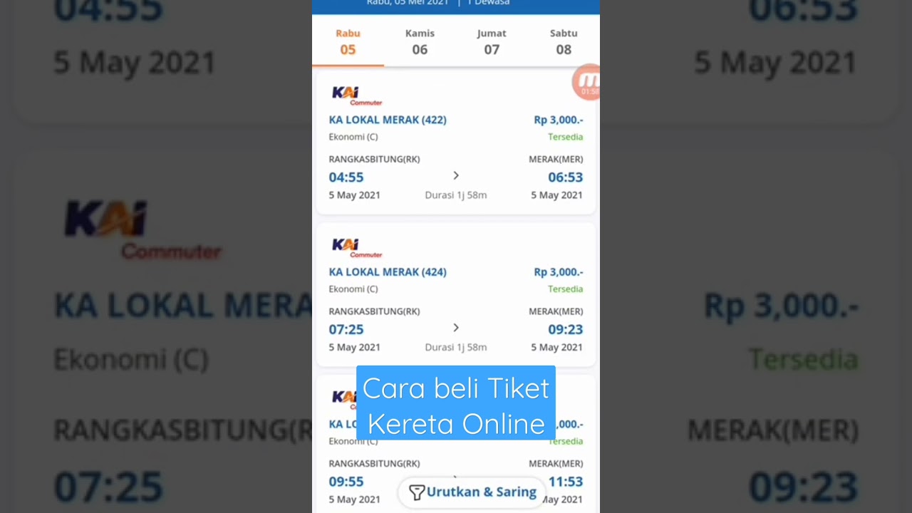Cara Pembelian Tiket Kereta Api Lokal Online..