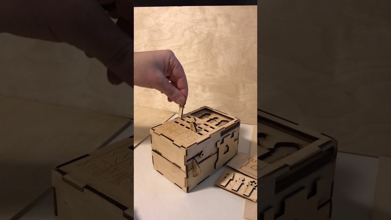 Laser Cut Wooden Chess Opening Puzzle Box