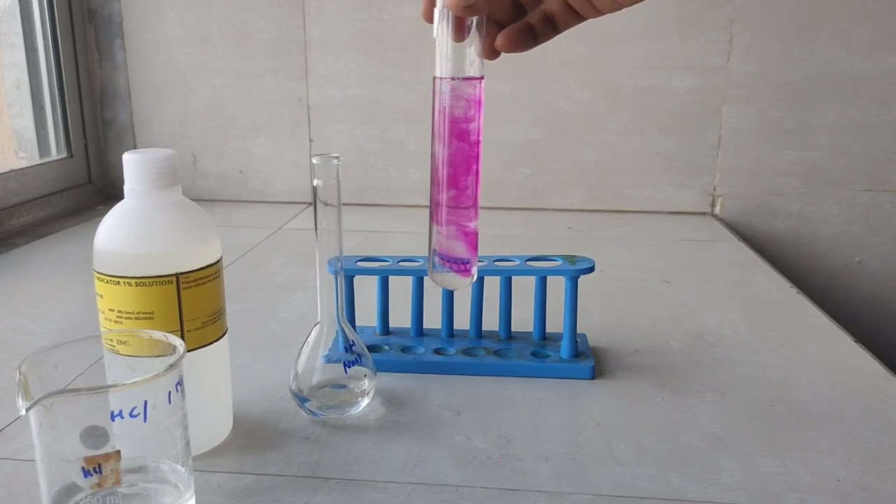 Phenolphthalein as an indicator for neutralisation reaction. acid base neutralization