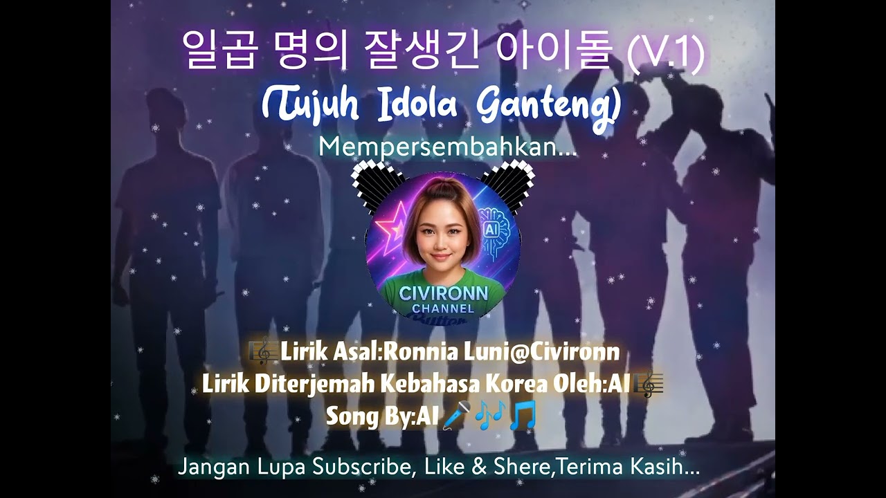 일곱 명의 잘생긴 아이돌 (V.1)-🎼Lirik Asal:Ronnia Luni@Civironn,Song By:AI🎤🎶🎵