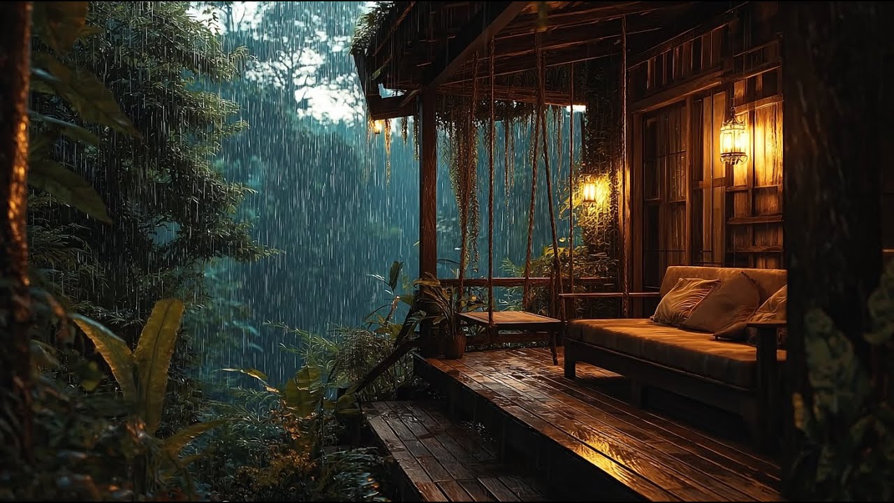 Forest Rain Sounds with a Wooden Cabin | Calm Nature Sounds for Mental Relaxation