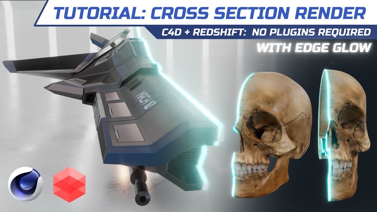 [Cinema 4D + Redshift TUTORIAL] Cross Section Rendering, Wipe On Off, With Edge Glow FX, No Plugins