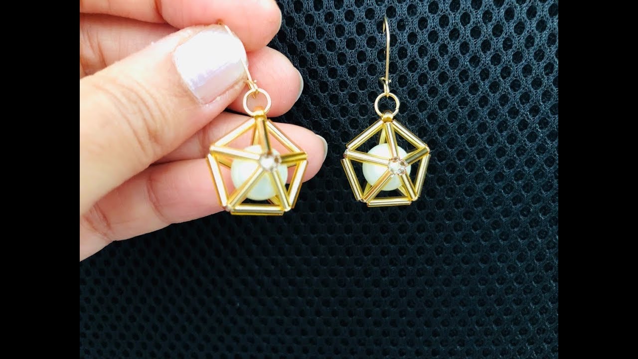 3D Star Bugle bead Earrings || How to make Bugle caged Earrings || Beaded Earrings