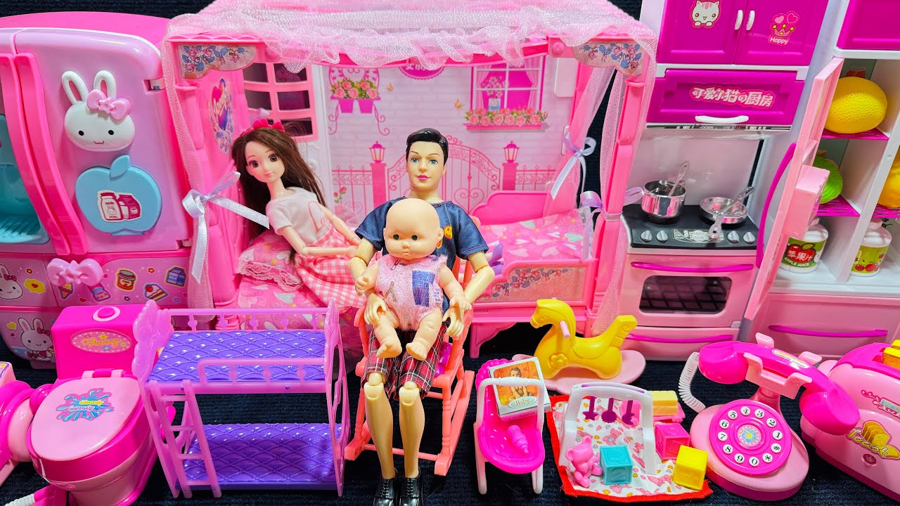 [🐰toy asmr🐰] Barbie Wardrobe PlaySet ASMR Pink Kitchen Toys Satisfying with Unboxing