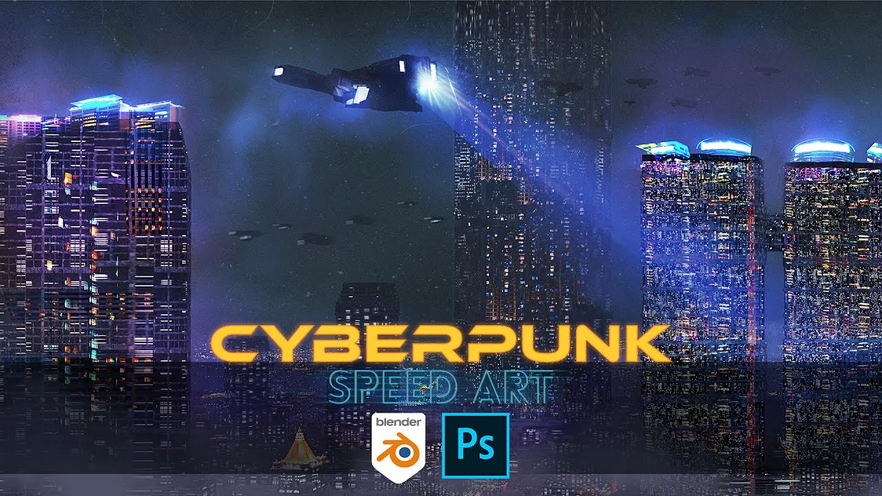 Creating Sci-fi Neo-Futuristic CYBERPUNK CITY concept art in Blender and Photoshop