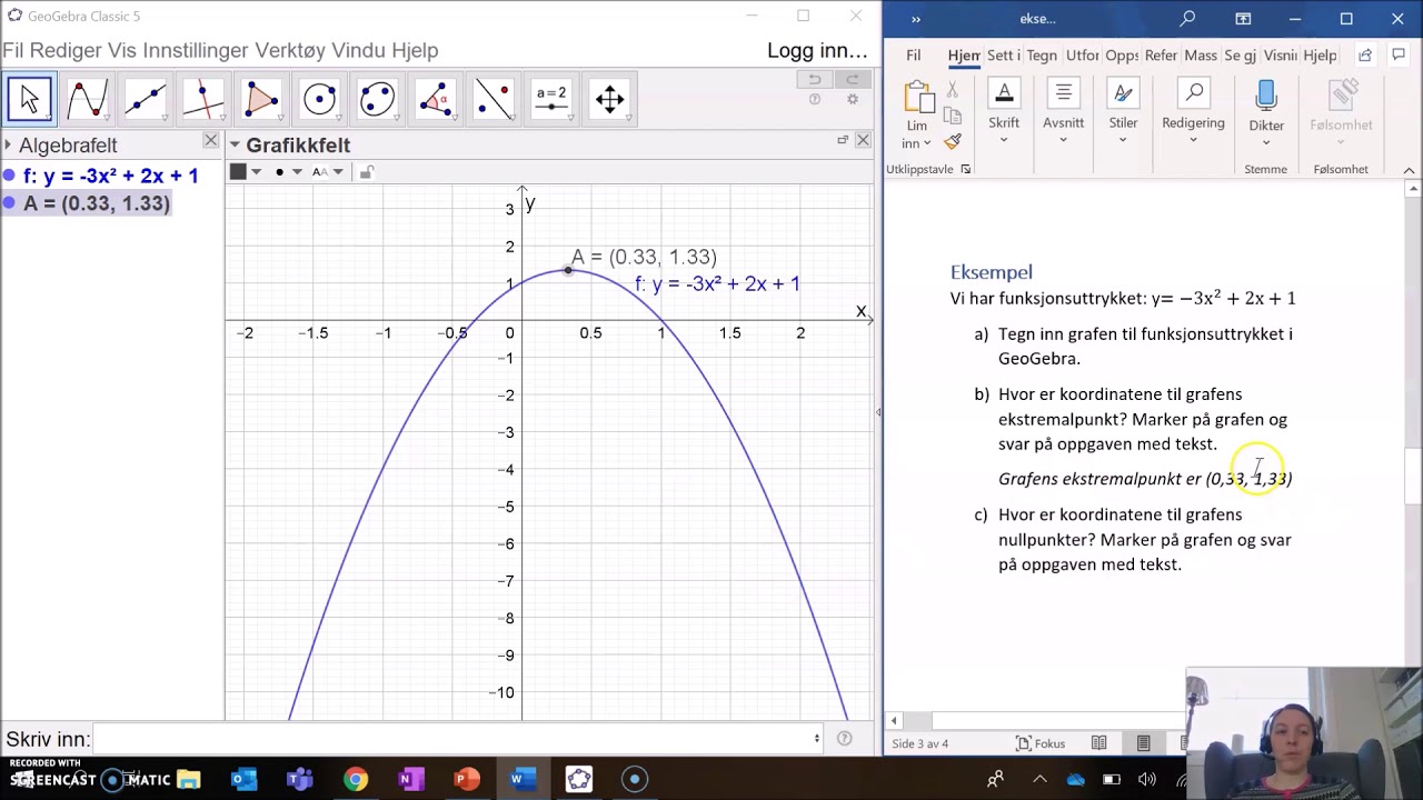 Kvadratiske funksjoner i GeoGebra