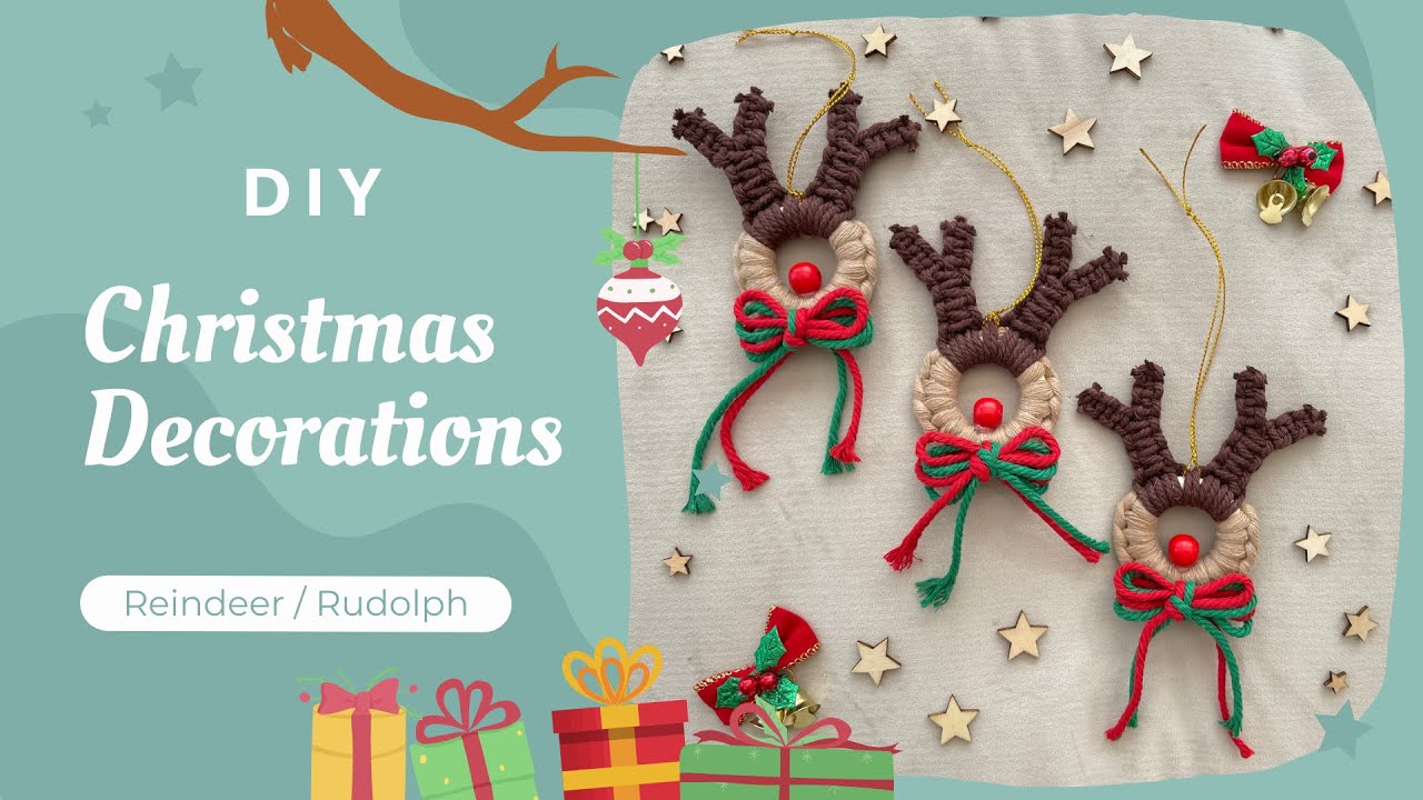 Christmas Ornaments / Macrame Reindeer / Rudolph / DIY / Step by step tutorial