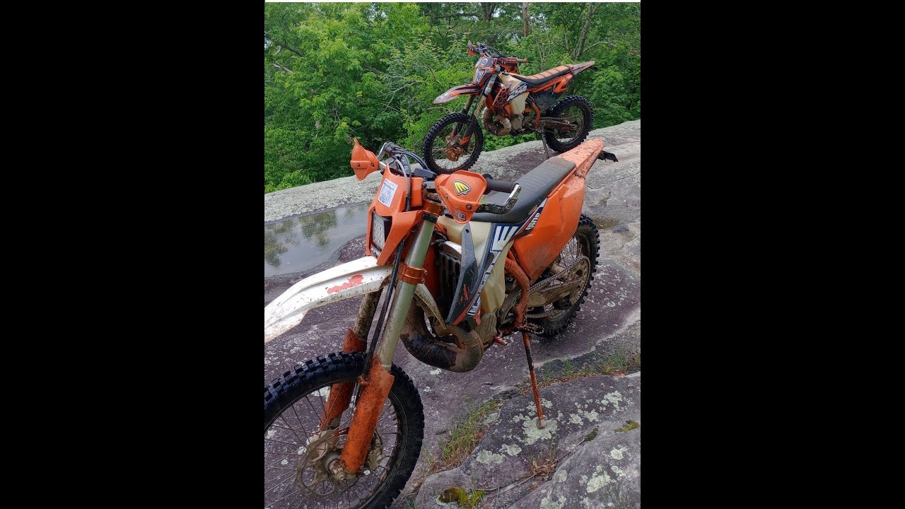 Two buds on KTM 300XCw's out for a ride -Pachaug style