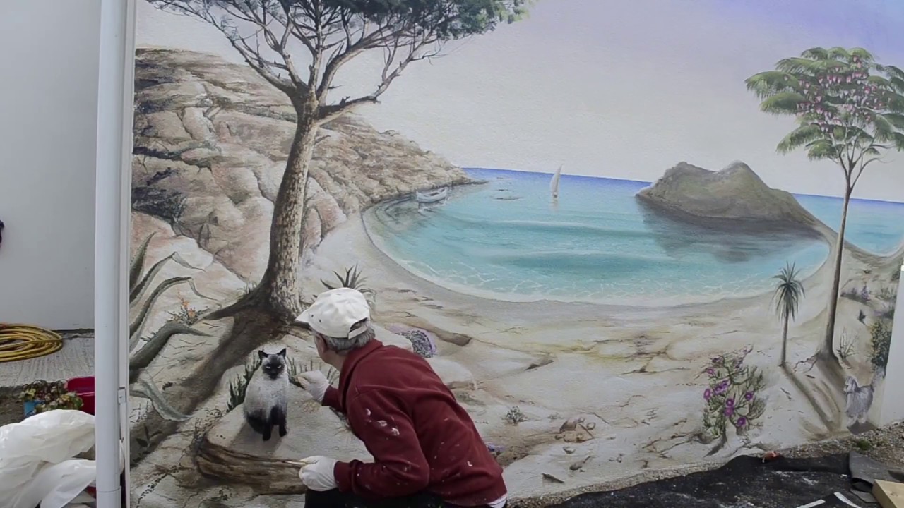 Décor mural peint sur pignon exterieur - Ile d'Oléron