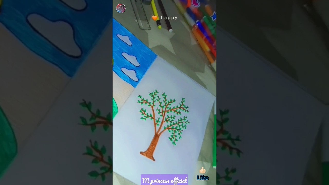 Easy drawing tree 🌴 art / abstract tree vectors & illustration for tree 