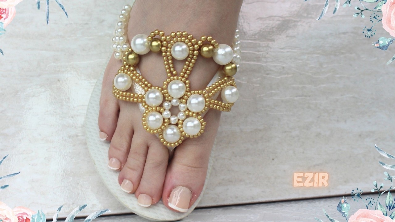 Chinelo decorado: Manta de pérolas nível intermediário (Chinelo bordado) -DIY beads