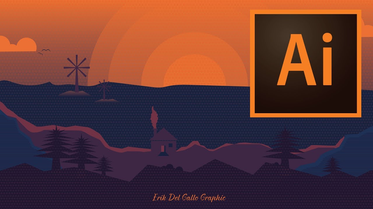 illustration landscape, Flat Design (Adobe Illustrator Tutorial)