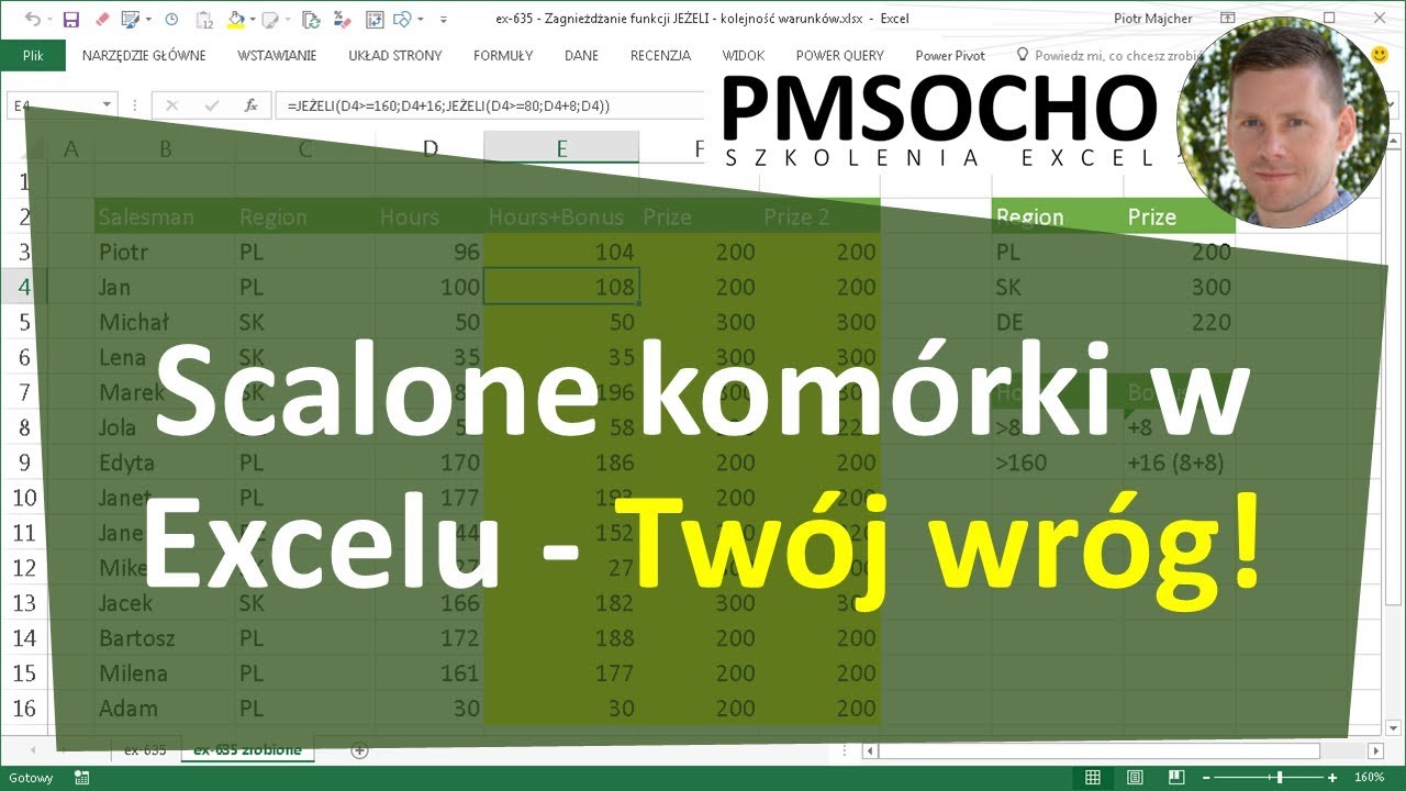 Scalone kom&oacute;rki w Excelu - TW&Oacute;J WR&Oacute;G [odc.787]