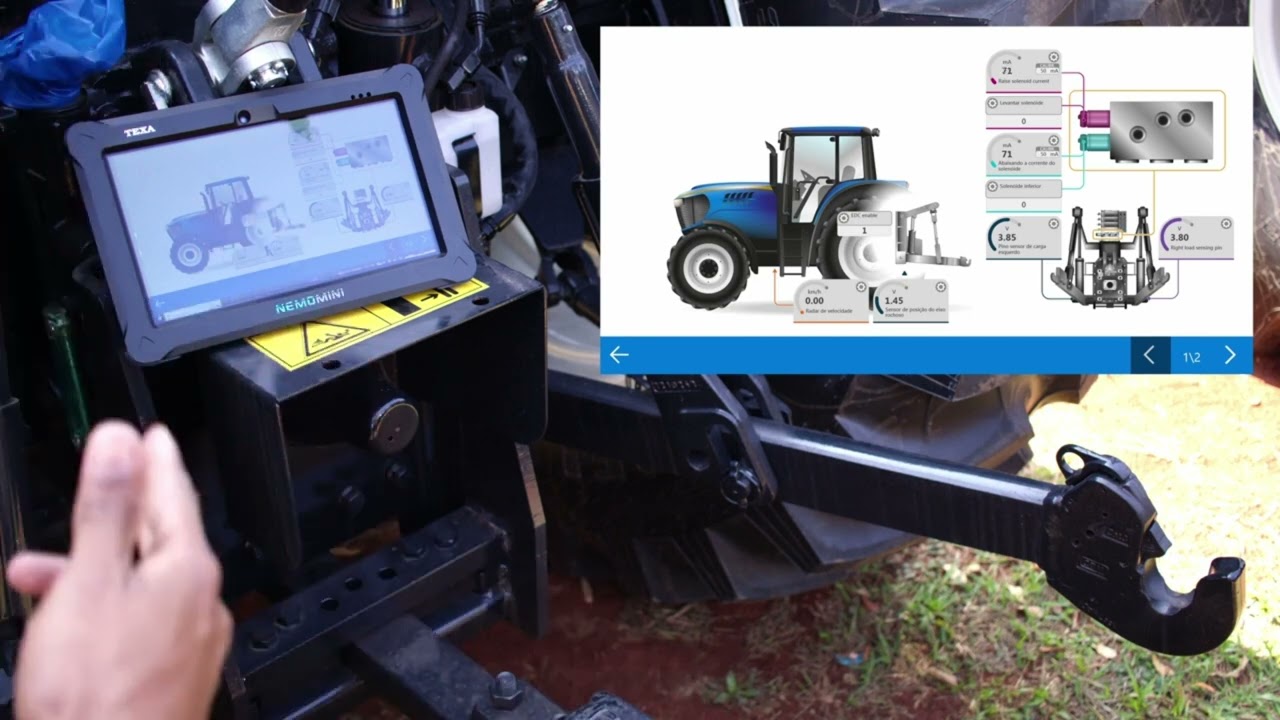 Análise técnica do sensor do levante hidráulico do trator New Holland modelo T7 com scanner TEXA