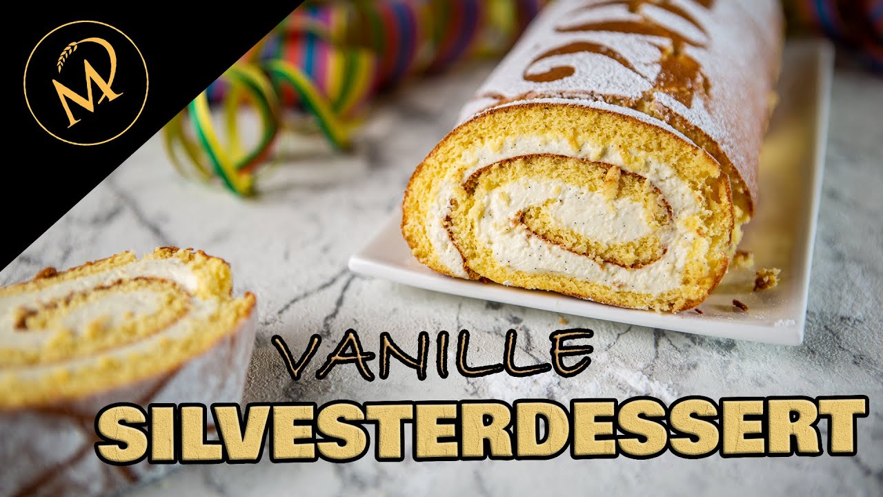 Vanille Biskuitrollen Rezept - leckeres Silvester Dessert