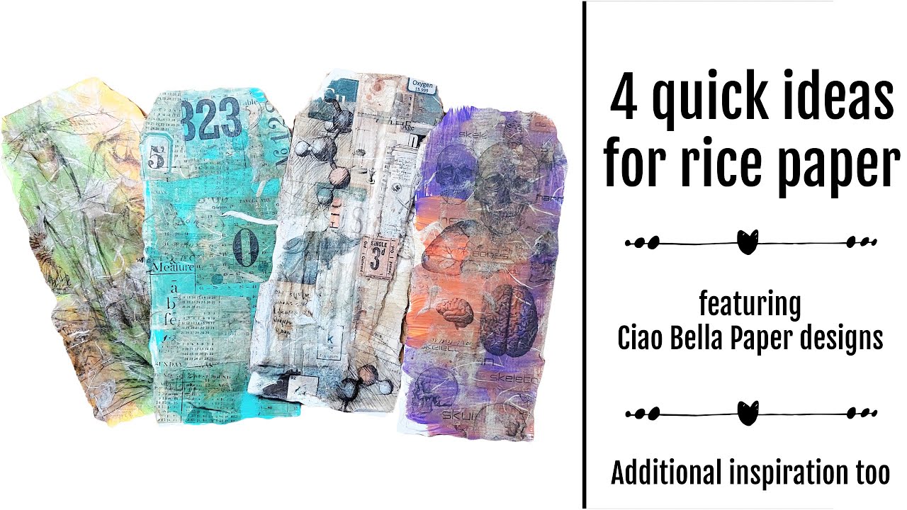 How to use rice papers in crafts - FOUR quick ideas with rice papers #ricepaper #mixedmedia