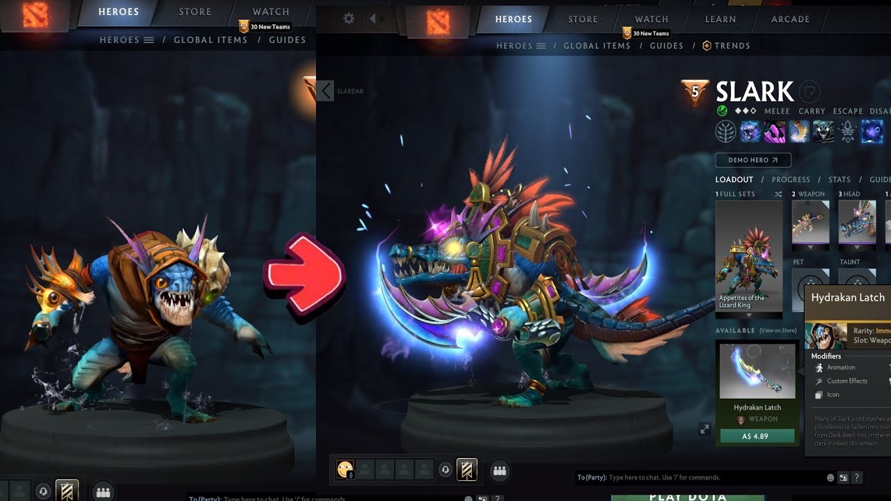 Lizard King - Slark Ti9 Collector's Cache Set Dota 2 🔥