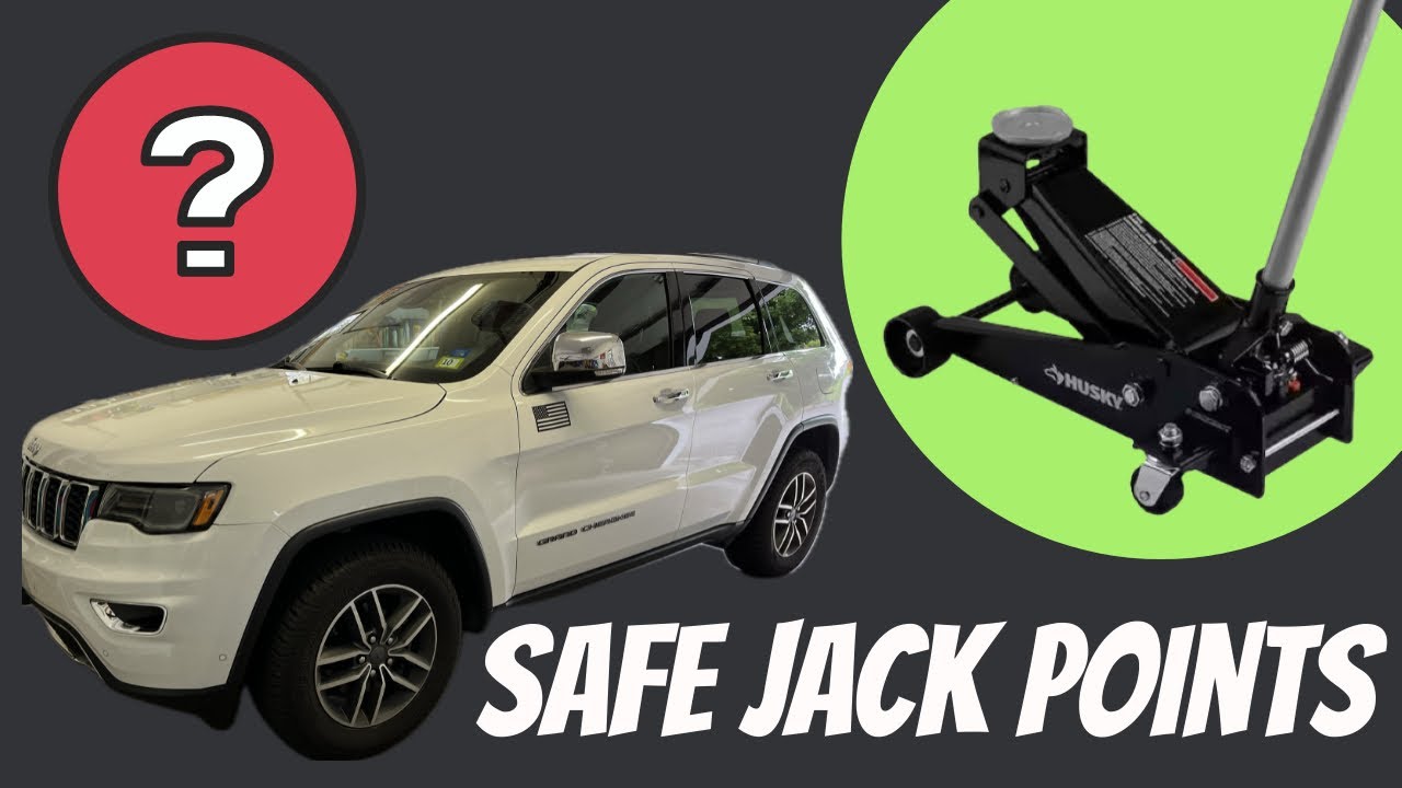 Поднимите переднюю часть Jeep Grand Cherokee на домкратные опоры